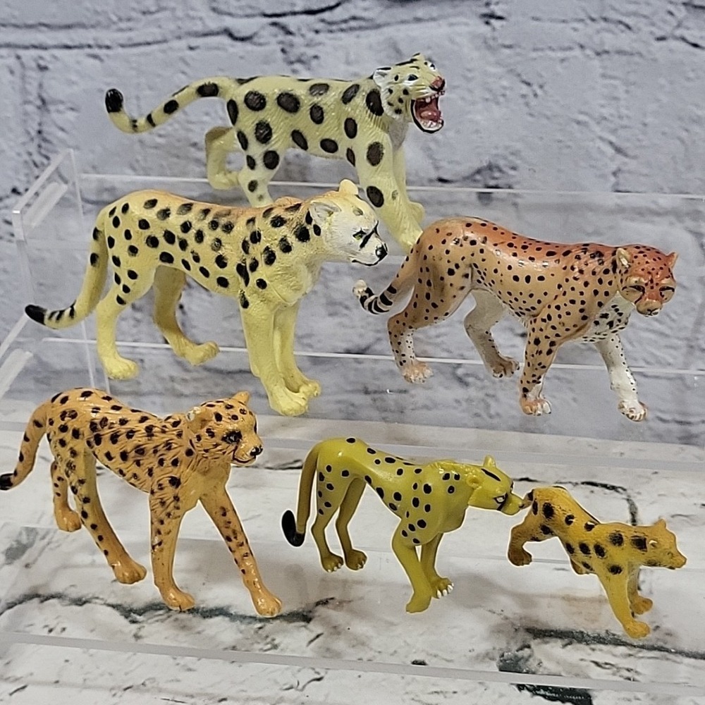 Cheetah Leopard Wildcats Lot Of‎ 6 Animal Figures Zoo Wildlife Nature